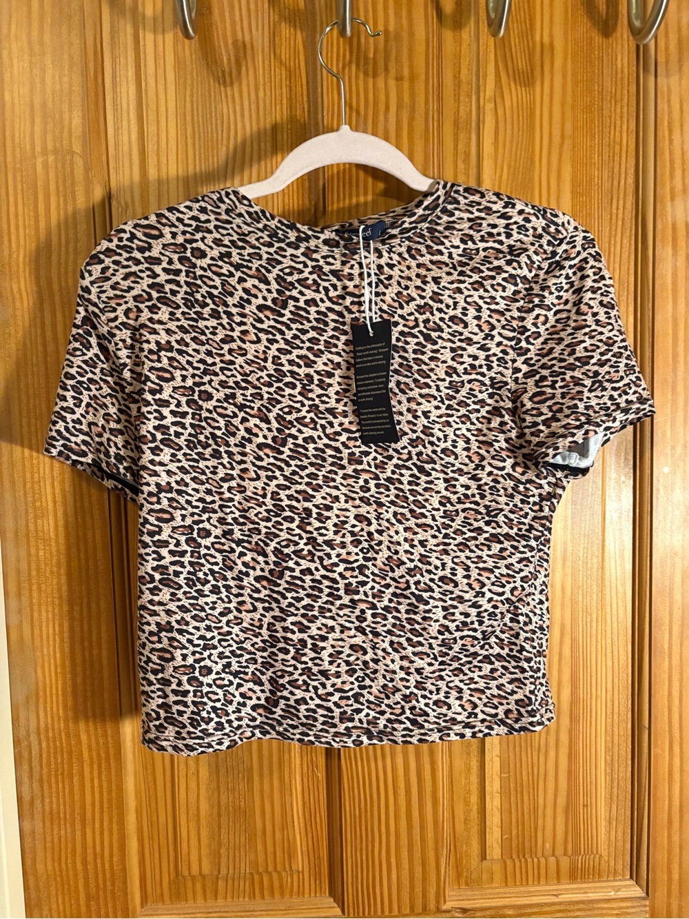 Leopard Print Short Sleeve Tee - Beige